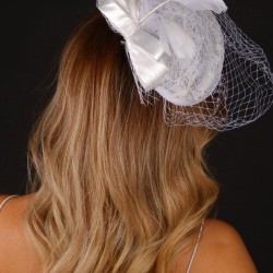 Kırık Beyaz Nikah Şapkası Vualet Seda Dantelli Tüllü Gelin Aksesuarı Saç Aksesuarı-VUALET-1019