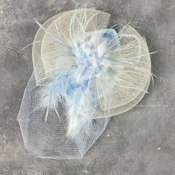 Bebe Mavi Tüllü Nikah Şapkası Vualet Sara Gelin Aksesuarı Saç Aksesuarı-VUALET-1022