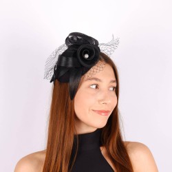Siyah Nikah Şapkası Vualet Didem Dantelli Gelin Aksesuarı Saç Aksesuarı-VUALET-1037