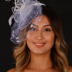 Kırık Beyaz Nikah Şapkası Vualet Ada Dantelli Gelin Aksesuarı Saç Aksesuarı-VUALET-1042