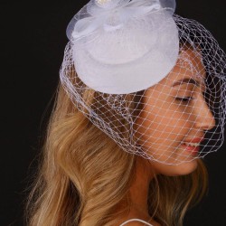 Kırık Beyaz Nikah Şapkası Vualet Vernoa Gelin Aksesuarı Saç Aksesuarı-VUALET-1043
