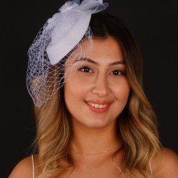 Kırık Beyaz Nikah Şapkası Vualet Vernoa Gelin Aksesuarı Saç Aksesuarı-VUALET-1043