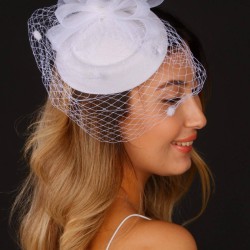 Kırık Beyaz Nikah Şapkası Vualet Genoa Gelin Aksesuarı Saç Aksesuarı-VUALET-1044