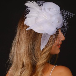Kırık Beyaz Nikah Şapkası Vualet Selin Gelin Aksesuarı Saç Aksesuarı-VUALET-1046
