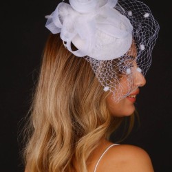 Kırık Beyaz Nikah Şapkası Vualet Melda Gelin Aksesuarı Saç Aksesuarı-VUALET-1048