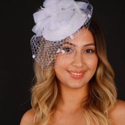 Kırık Beyaz Nikah Şapkası Vualet Melda Gelin Aksesuarı Saç Aksesuarı-VUALET-1048
