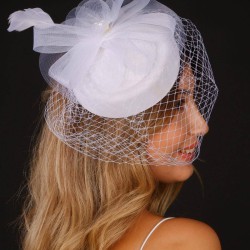 Kırık Beyaz Nikah Şapkası Vualet Milano Gelin Aksesuarı Saç Aksesuarı-VUALET-1049