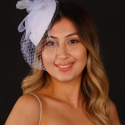 Kırık Beyaz Nikah Şapkası Vualet Milano Gelin Aksesuarı Saç Aksesuarı-VUALET-1049