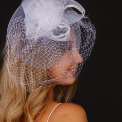 Kırık Beyaz Nikah Şapkası Vualet Rana Gelin Aksesuarı Saç Aksesuarı-VUALET-1051