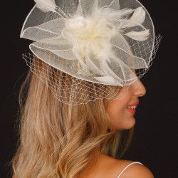 Krem Nikah Şapkası Vualet Sanay Gelin Aksesuarı Saç Aksesuarı-VUALET-1052