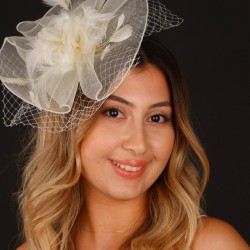 Krem Nikah Şapkası Vualet Sanay Gelin Aksesuarı Saç Aksesuarı-VUALET-1052