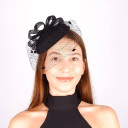 Siyah Nikah Şapkası Vualet Acha Gelin Aksesuarı Saç Aksesuarı-VUALET-1054