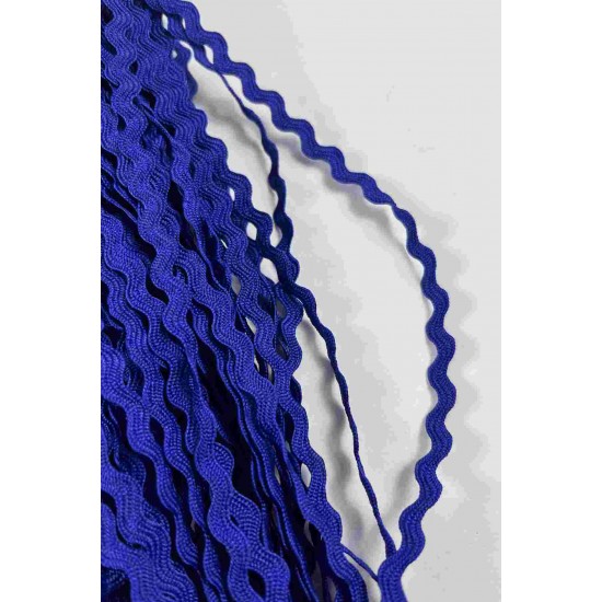 Saks Mavi WaveLace Dalgalı Dekoratif Şerit Kenar S&uuml;s&uuml; &ndash; 1 cm İnce Zigzag Şerit 5 Metre-WAVELACE-1