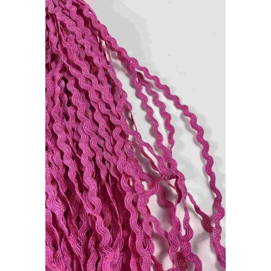 Koyu Fuşya WaveLace Dalgalı Dekoratif Şerit Kenar S&uuml;s&uuml; &ndash; 1 cm İnce Zigzag Şerit 5 Metre-WAVELACE-10