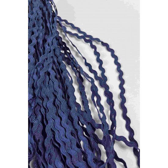 Lacivert WaveLace Dalgalı Dekoratif Şerit Kenar S&uuml;s&uuml; &ndash; 1 cm İnce Zigzag Şerit 5 Metre-WAVELACE-11