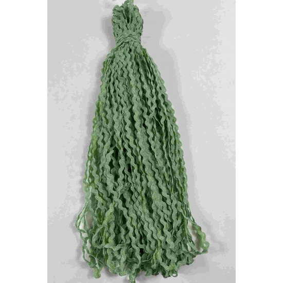 Fıstık Yeşil WaveLace Dalgalı Dekoratif Şerit Kenar S&uuml;s&uuml; &ndash; 1 cm İnce Zigzag Şerit 5 Metre-WAVELACE-12