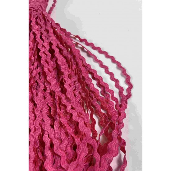 Fuşya WaveLace Dalgalı Dekoratif Şerit Kenar S&uuml;s&uuml; &ndash; 1 cm İnce Zigzag Şerit 5 Metre-WAVELACE-13