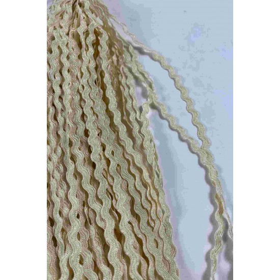 Krem WaveLace Dalgalı Dekoratif Şerit Kenar S&uuml;s&uuml; &ndash; 1 cm İnce Zigzag Şerit 5 Metre-WAVELACE-15