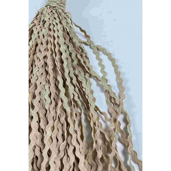 Bej WaveLace Dalgalı Dekoratif Şerit Kenar S&uuml;s&uuml; &ndash; 1 cm İnce Zigzag Şerit 5 Metre-WAVELACE-17