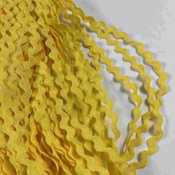 Sarı WaveLace Dalgalı Dekoratif Şerit Kenar S&uuml;s&uuml; &ndash; 1 cm İnce Zigzag Şerit 5 Metre-WAVELACE-19