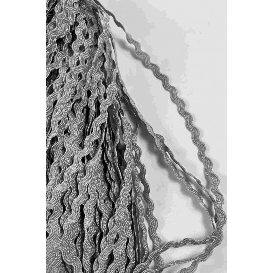 Gri WaveLace Dalgalı Dekoratif Şerit Kenar S&uuml;s&uuml; &ndash; 1 cm İnce Zigzag Şerit 5 Metre-WAVELACE-2