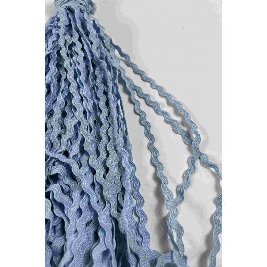 Bebe Mavi WaveLace Dalgalı Dekoratif Şerit Kenar S&uuml;s&uuml; &ndash; 1 cm İnce Zigzag Şerit 5 Metre-WAVELACE-20