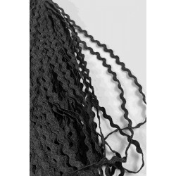 Siyah WaveLace Dalgalı Dekoratif Şerit Kenar S&uuml;s&uuml; &ndash; 1 cm İnce Zigzag Şerit 5 Metre-WAVELACE-22