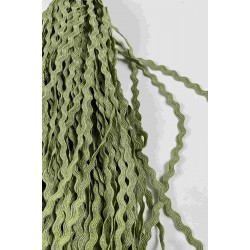 Yağ Yeşili WaveLace Dalgalı Dekoratif Şerit Kenar S&uuml;s&uuml; &ndash; 1 cm İnce Zigzag Şerit 5 Metre-WAVELACE-25