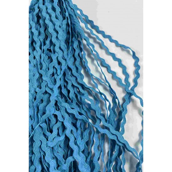 Turkuaz WaveLace Dalgalı Dekoratif Şerit Kenar S&uuml;s&uuml; &ndash; 1 cm İnce Zigzag Şerit 5 Metre-WAVELACE-26
