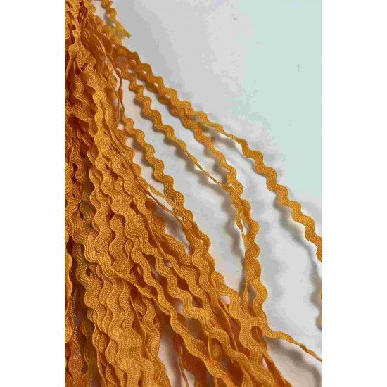 Koyu Turuncu WaveLace Dalgalı Dekoratif Şerit Kenar S&uuml;s&uuml; &ndash; 1 cm İnce Zigzag Şerit 5 Metre-WAVELACE-5