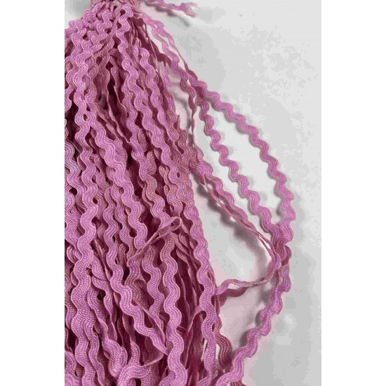 Koyu Pembe WaveLace Dalgalı Dekoratif Şerit Kenar S&uuml;s&uuml; &ndash; 1 cm İnce Zigzag Şerit 5 Metre-WAVELACE-8