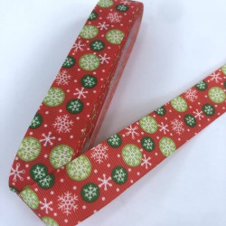 Yeşil Kırmızı Kar Tanesi Desenli Yılbaşı Kurdelesi-YENI-1003