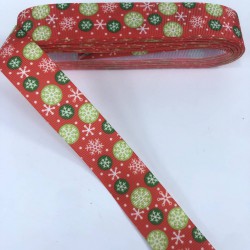 Yeşil Kırmızı Kar Tanesi Desenli Yılbaşı Kurdelesi-YENI-1003