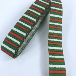 Yeşil Kırmızı &Ccedil;izgi Desenli Yılbaşı Kurdelesi-YENI-1007