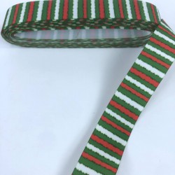 Yeşil Kırmızı &Ccedil;izgi Desenli Yılbaşı Kurdelesi-YENI-1007