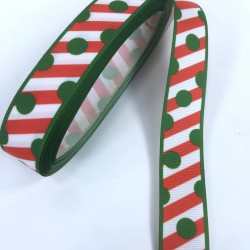 Yeşil Puantiyeli &Ccedil;izgili Yeniyıl Kurdelesi-YENI-1008