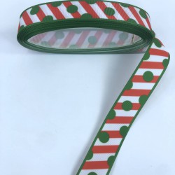 Yeşil Puantiyeli &Ccedil;izgili Yeniyıl Kurdelesi-YENI-1008