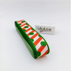 Yeşil Noktalı Kırmızı &Ccedil;izgili Yeniyıl Kurdelesi-YENI-1016