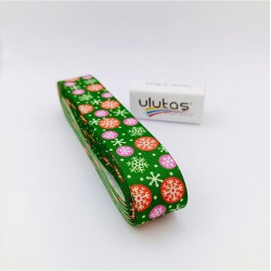 Yeşil Kar Tanesi Desenli Yılbaşı Kurdelesi-YENI-1040