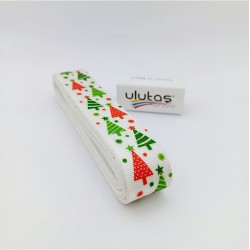 Beyaz Yeşil Çam Ağacı Desenli Yeniyıl Kurdelesi-YENI-1049