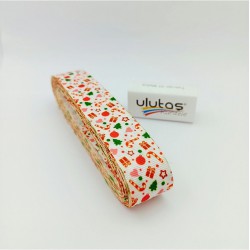 Beyaz Kırmızı Hediye Paketi Desenli Yılbaşı Kurdelesi-YENI-1057