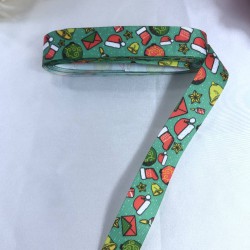 Yeşil Kırmızı Ekoseli Kırmızı Süslü Yılbaşı Kurdelesi-YENI-1064