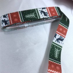 2023 Yeniyıl Süsleme Paketleme Kurdelesi Yeşil Geyik Desenli-YENI-1070