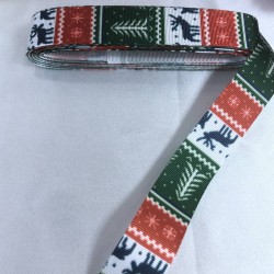 2023 Yeniyıl Süsleme Paketleme Kurdelesi Yeşil Geyik Desenli-YENI-1070