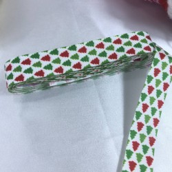 Yeniyıl S&uuml;sleme Paketleme Kurdelesi Yeşil Kırmızı &Ccedil;am Ağacı-YENI-1073