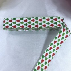 Yeniyıl S&uuml;sleme Paketleme Kurdelesi Yeşil Kırmızı &Ccedil;am Ağacı-YENI-1073