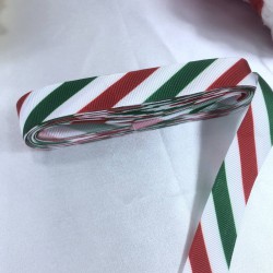 Yeniyıl Süsleme Paketleme Kurdelesi Kırmızı Yeşil Yatay Çizgi-YENI-1078