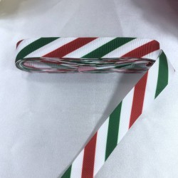 Yeniyıl Süsleme Paketleme Kurdelesi Kırmızı Yeşil Yatay Çizgi-YENI-1078