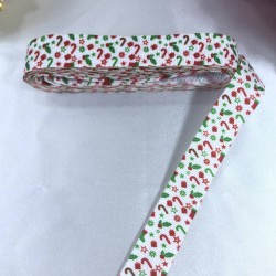 Yeniyıl S&uuml;sleme Paketleme Kurdelesi Beyaz Desenli-YENI-1079