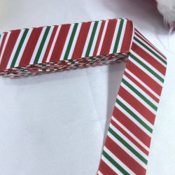 Yeniyıl S&uuml;sleme Paketleme Kurdelesi Kırmızı &Ccedil;izgili 4 Cm-YENI-1081